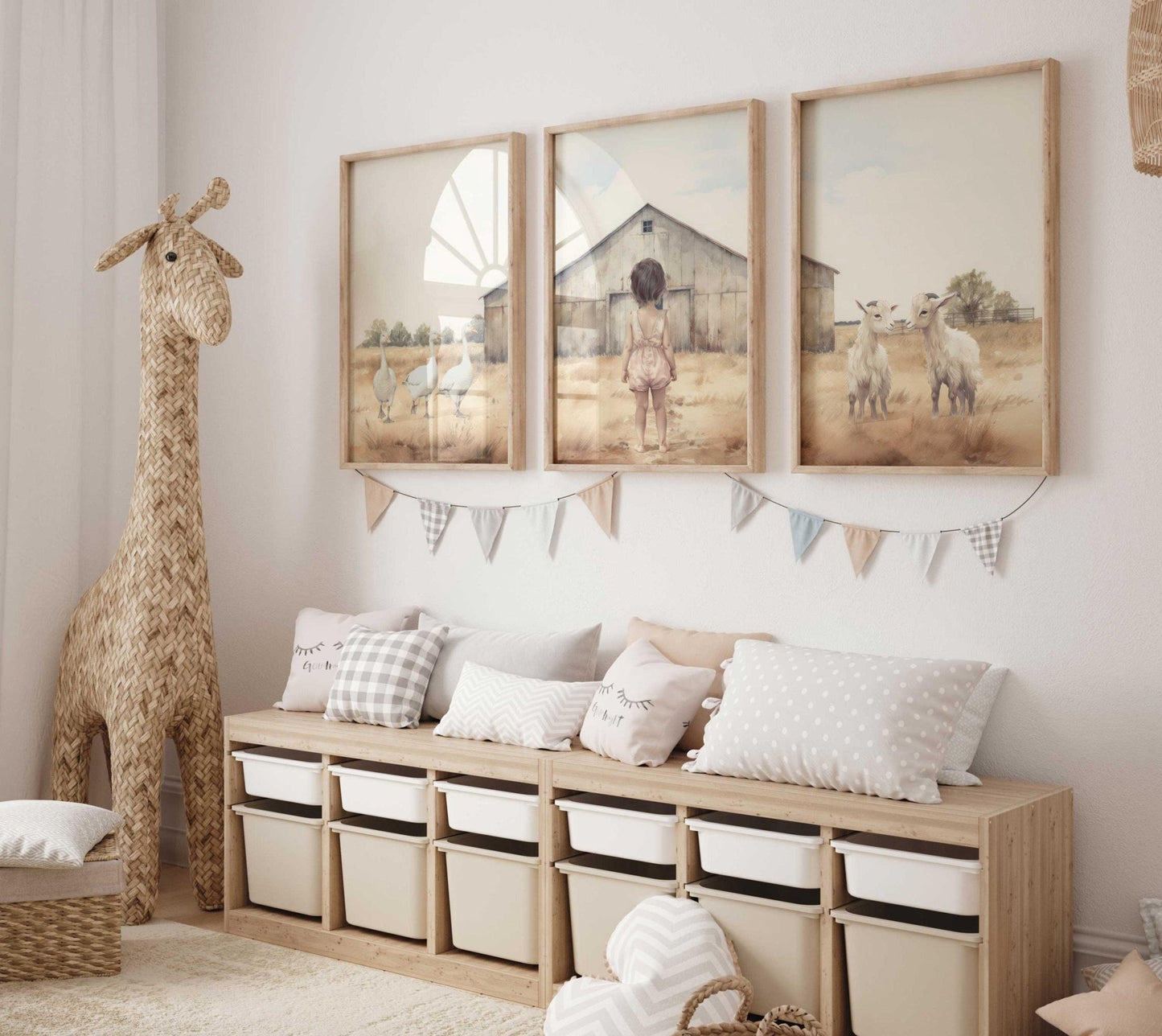 Farm Animal Nursery Art, Charming Decor for Little Ones, Girls Room - WildfieldPrints