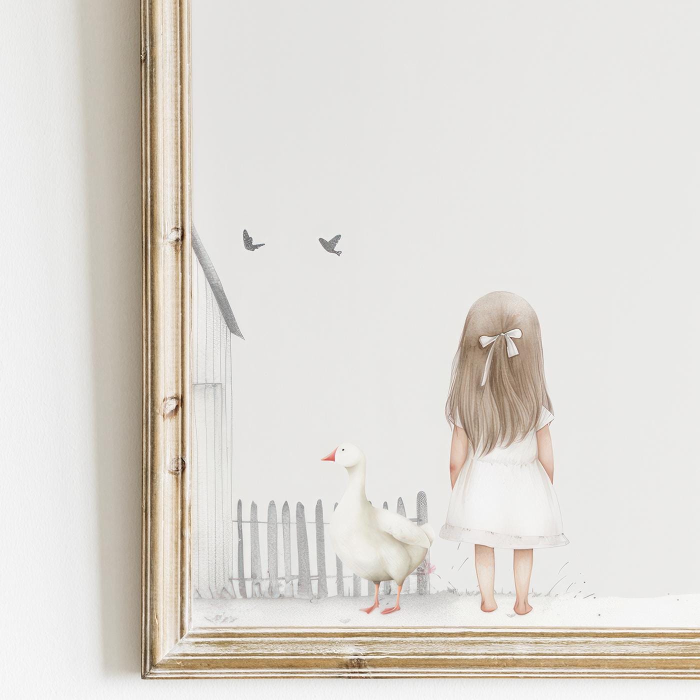 Farm Animal Nursery Decor, Little Farm Girl, Goose, Lamb & Bunny - WildfieldPrints