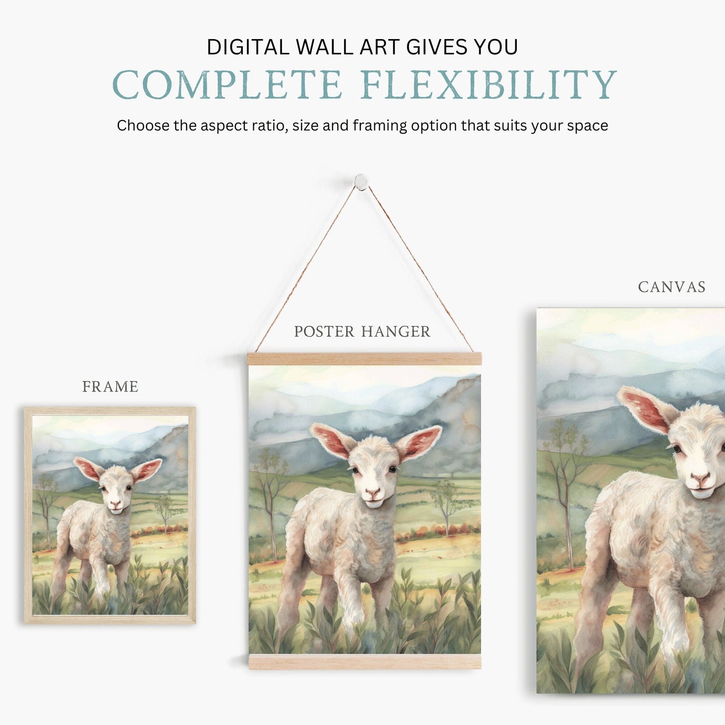 Farm Animal Nursery Prints, Watercolor Kids Room Decor, Farmhouse Style - WildfieldPrints