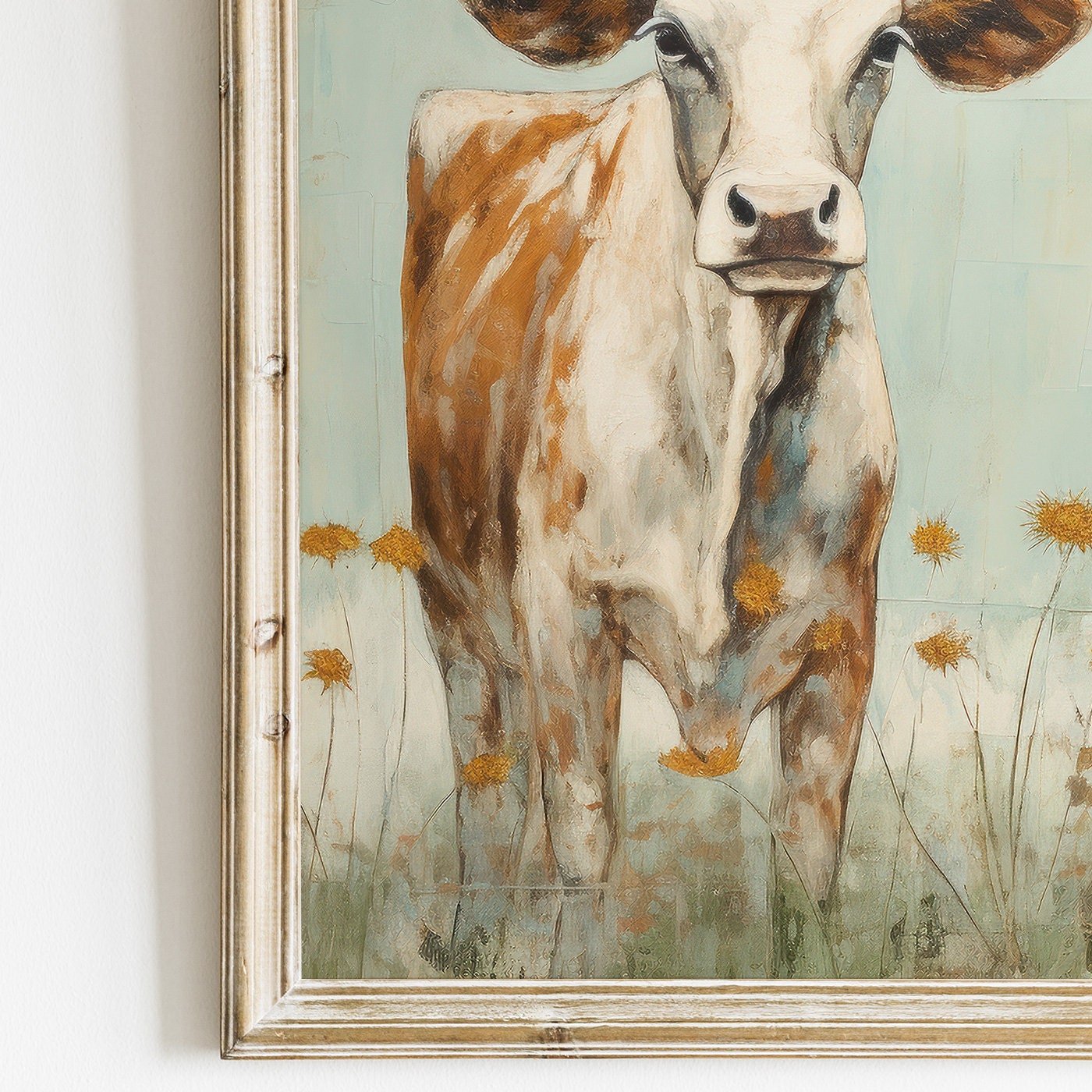 Farmhouse Cow Wall Art, Rustic Home Decor, Farm Animal Print - WildfieldPrints