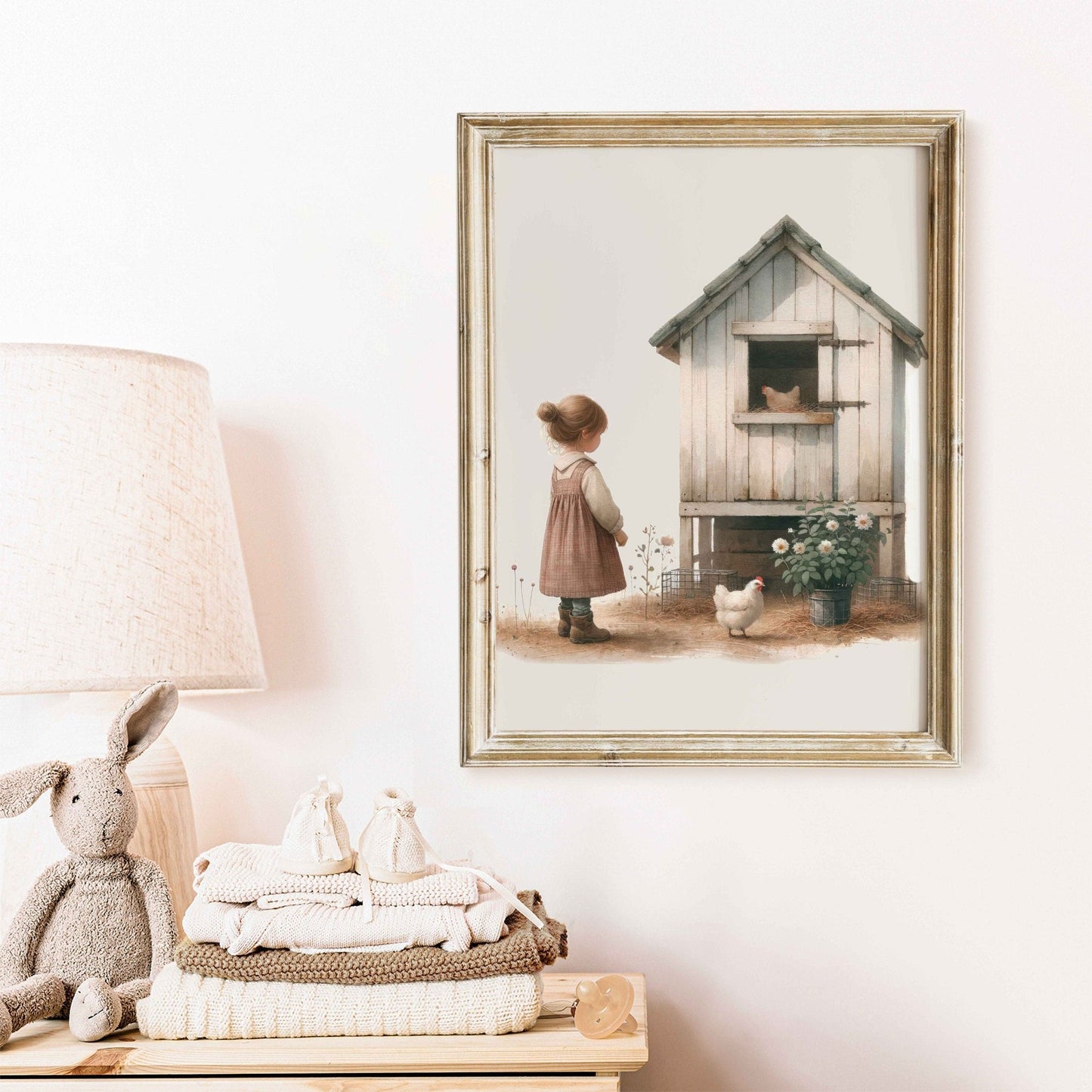Farmhouse Nursery Decor, Chicken Wall Art, Vintage Girls Room Decor - WildfieldPrints
