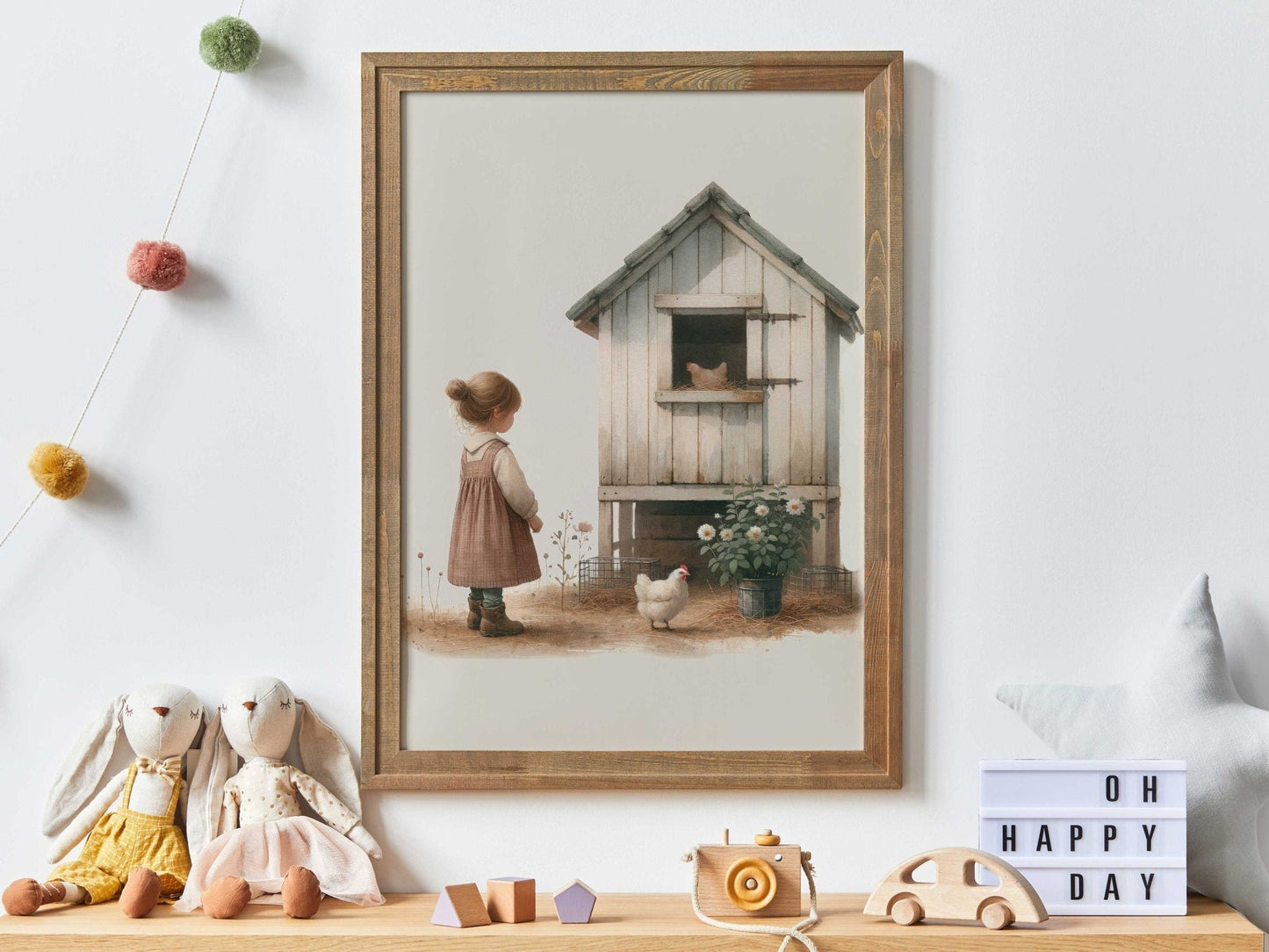 Farmhouse Nursery Decor, Chicken Wall Art, Vintage Girls Room Decor - WildfieldPrints