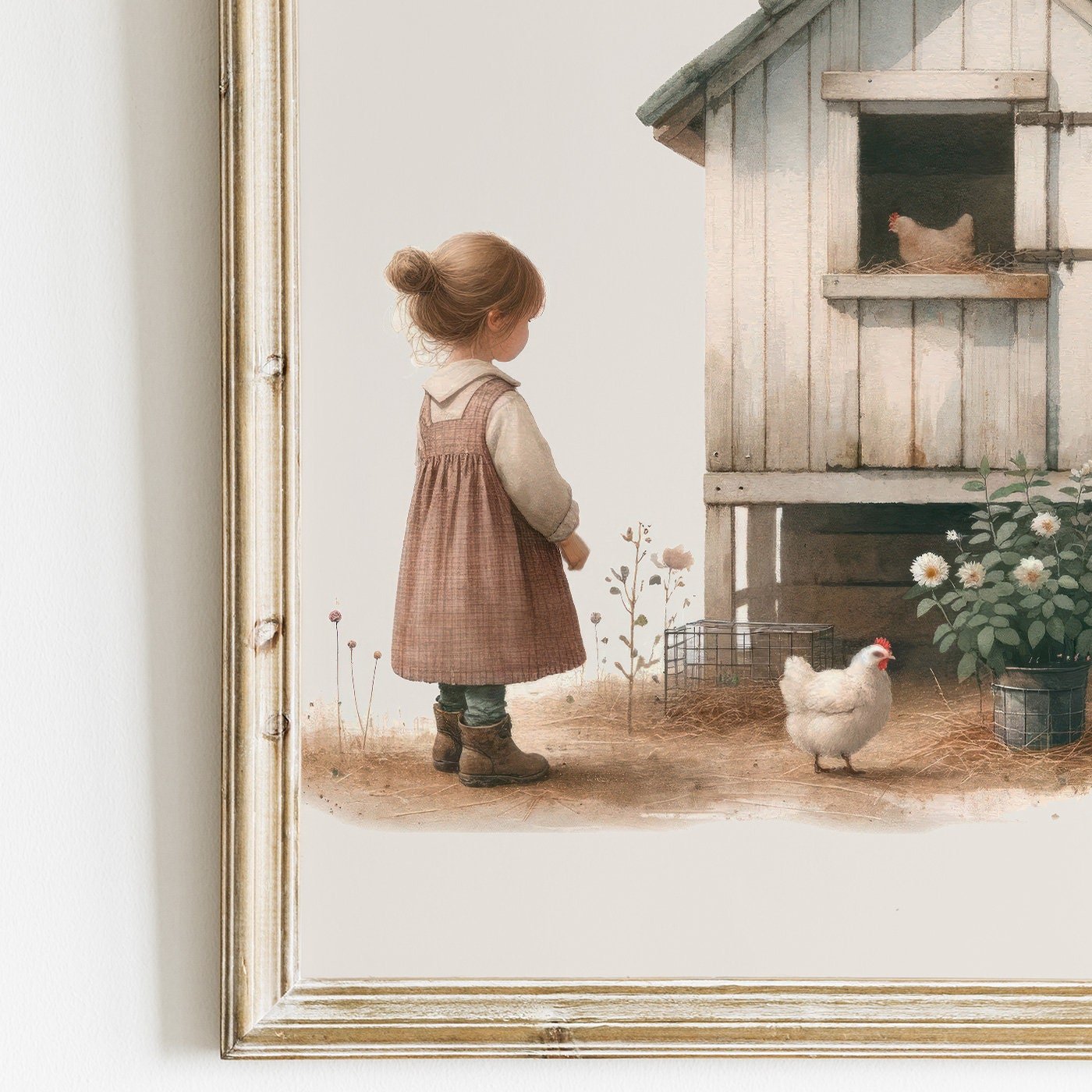 Farmhouse Nursery Decor, Chicken Wall Art, Vintage Girls Room Decor - WildfieldPrints