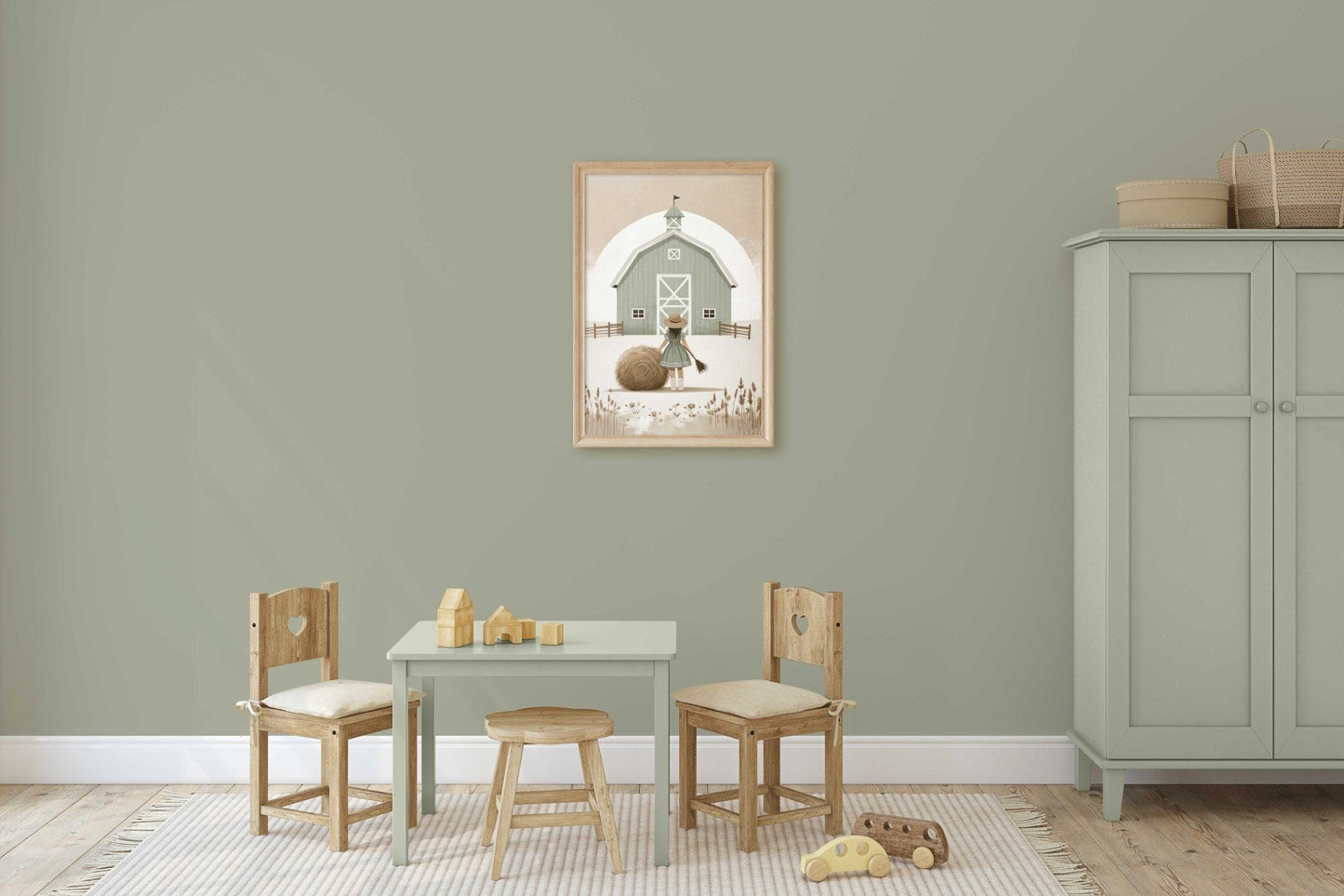Farmhouse Nursery Decor, Sage Green Art Print, Country Room Wall Art - WildfieldPrints