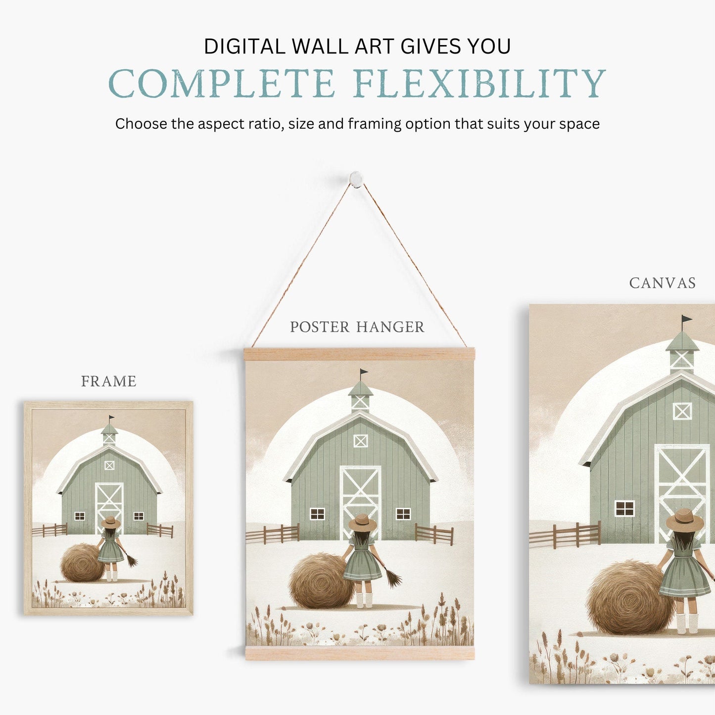 Farmhouse Nursery Decor, Sage Green Art Print, Country Room Wall Art - WildfieldPrints