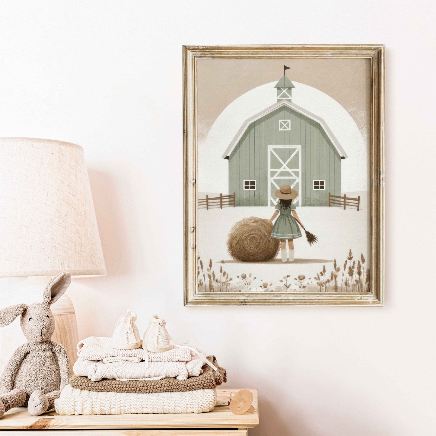 Farmhouse Nursery Decor, Sage Green Art Print, Country Room Wall Art - WildfieldPrints