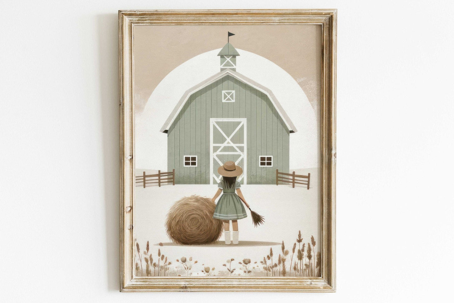 Farmhouse Nursery Decor, Sage Green Art Print, Country Room Wall Art - WildfieldPrints