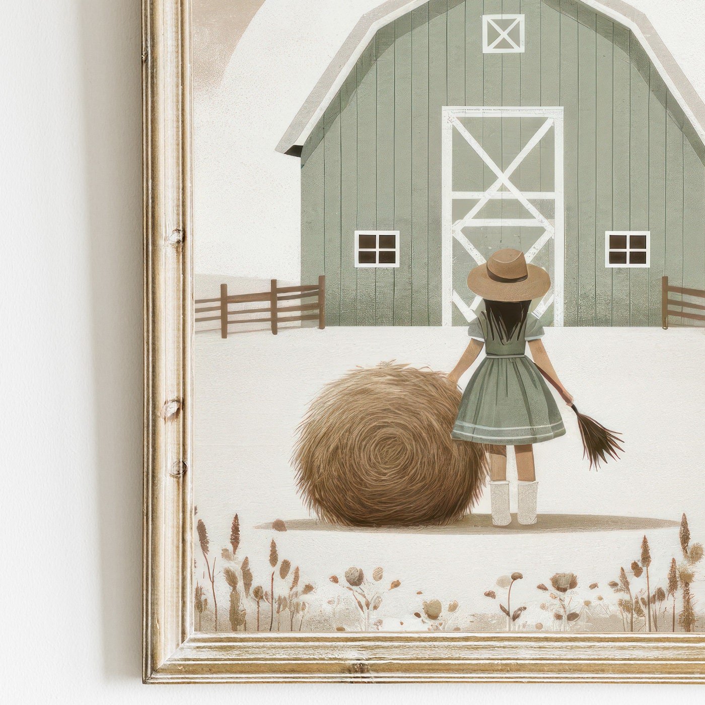 Farmhouse Nursery Decor, Sage Green Art Print, Country Room Wall Art - WildfieldPrints