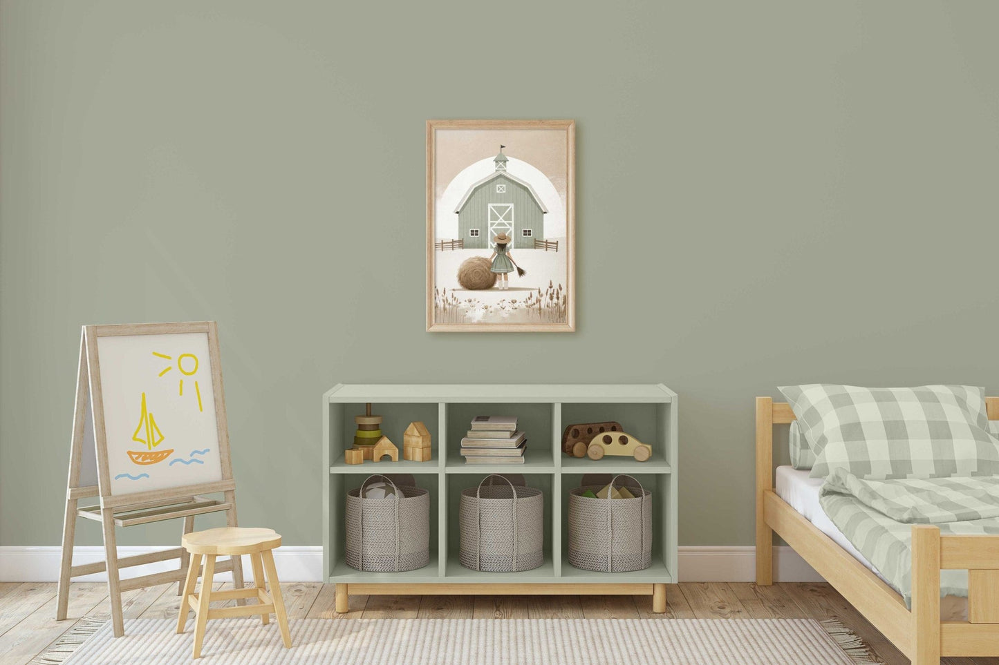 Farmhouse Nursery Decor, Sage Green Art Print, Country Room Wall Art - WildfieldPrints