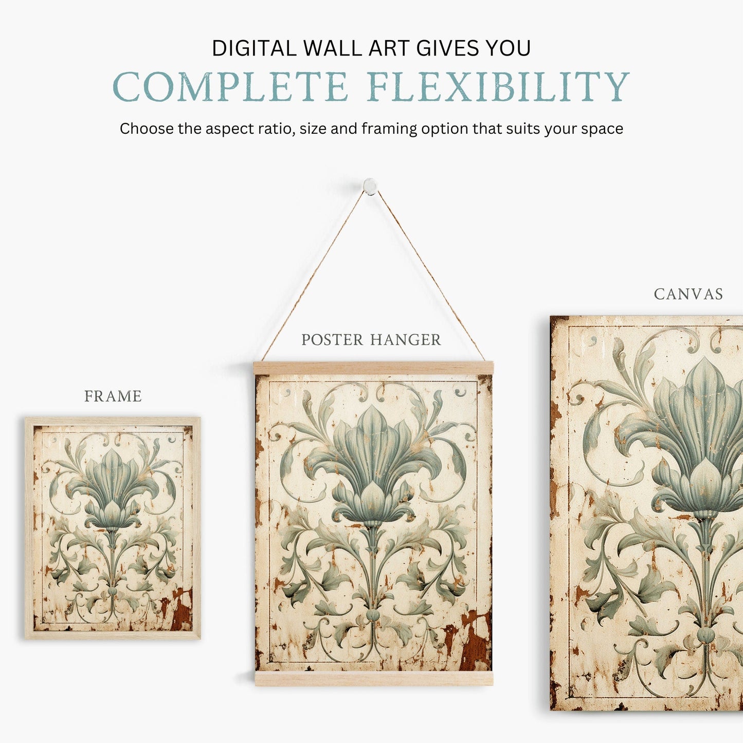 Farmhouse Ornamental Art, Rustic Home Decor, Vintage Wall Accent - WildfieldPrints