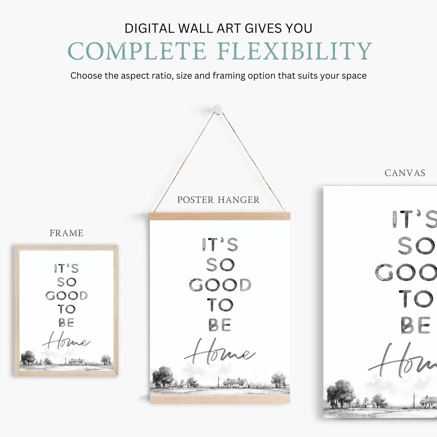 Farmhouse Quote Wall Art, Vintage Watercolor Decor, Home Sweet Home Print - WildfieldPrints