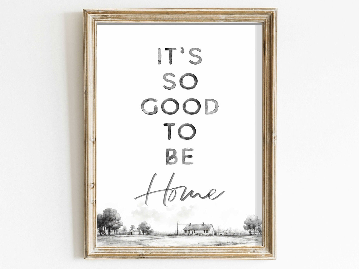 Farmhouse Quote Wall Art, Vintage Watercolor Decor, Home Sweet Home Print - WildfieldPrints