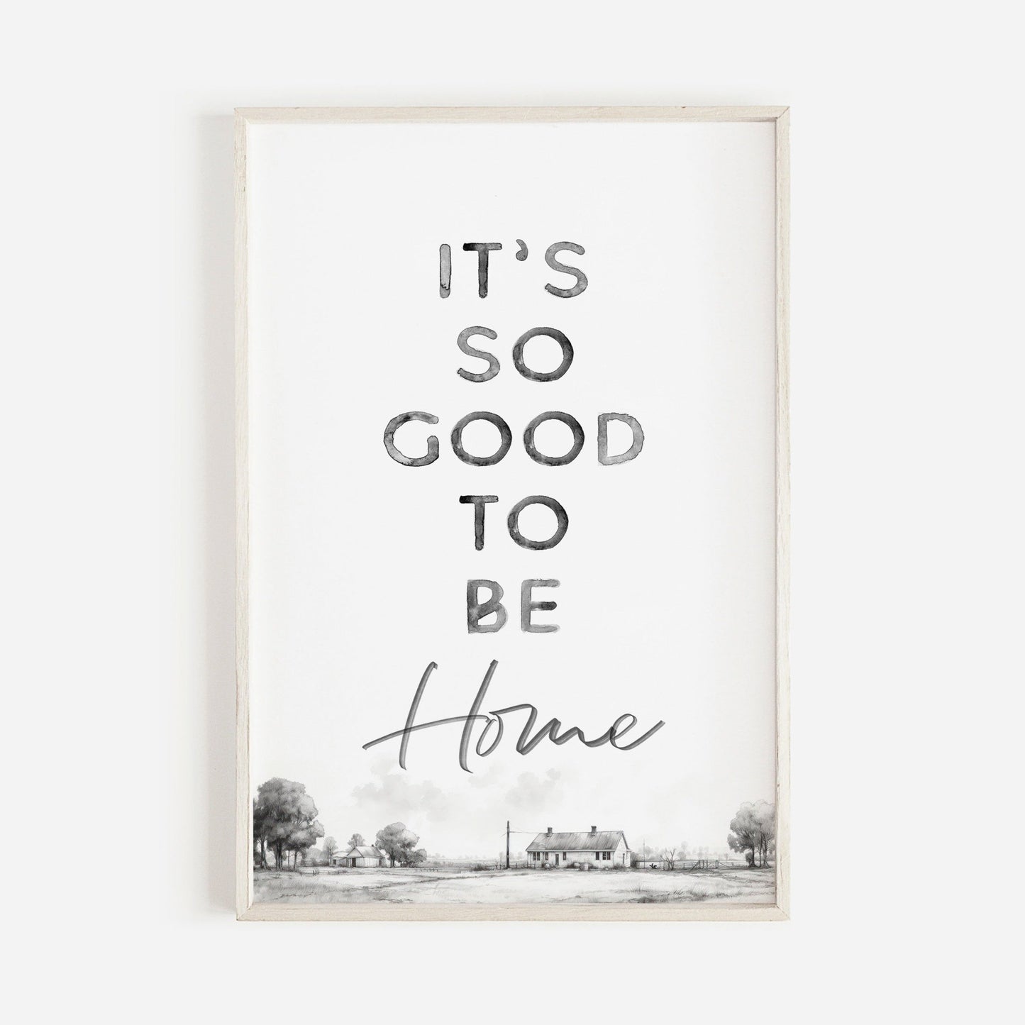Farmhouse Quote Wall Art, Vintage Watercolor Decor, Home Sweet Home Print - WildfieldPrints
