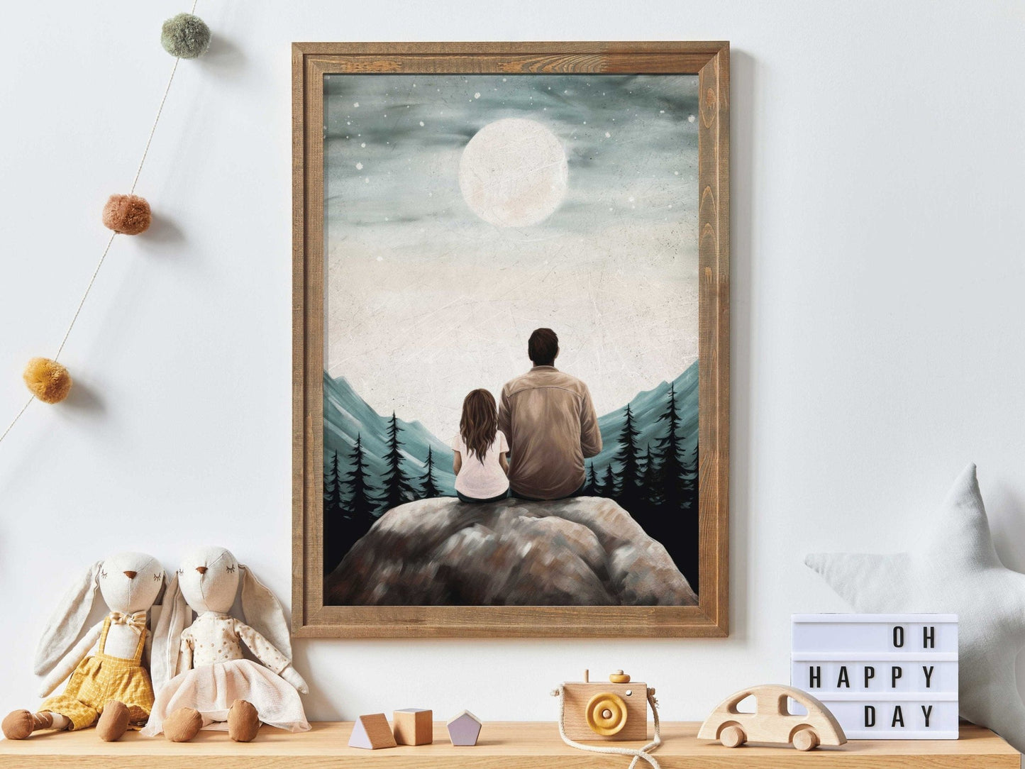 Father Daughter Bond Painting, Gift for Dads, Rustic Family Wall Art - WildfieldPrints