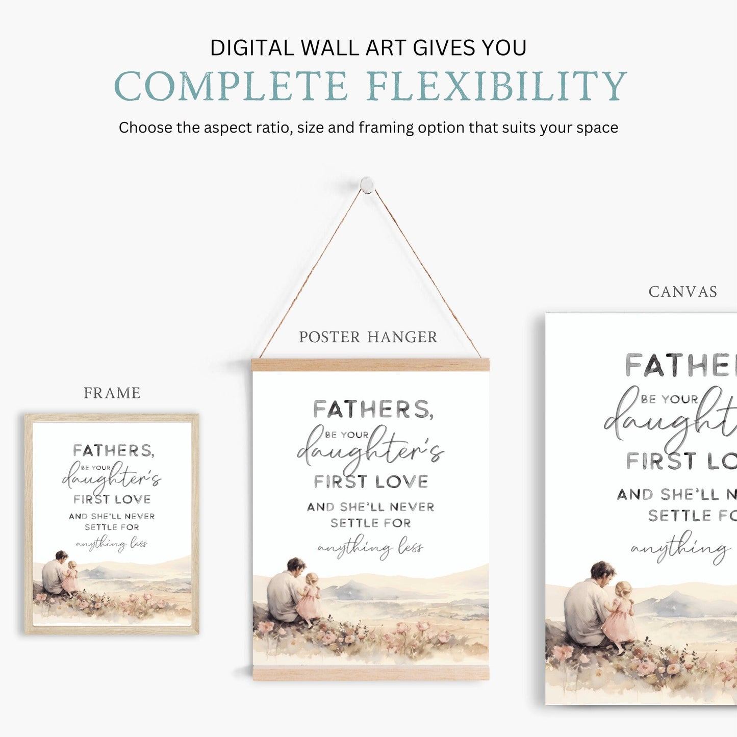 Father Daughter Quote Art, Dad and Daughter Wall Decor, Nursery Decor - WildfieldPrints