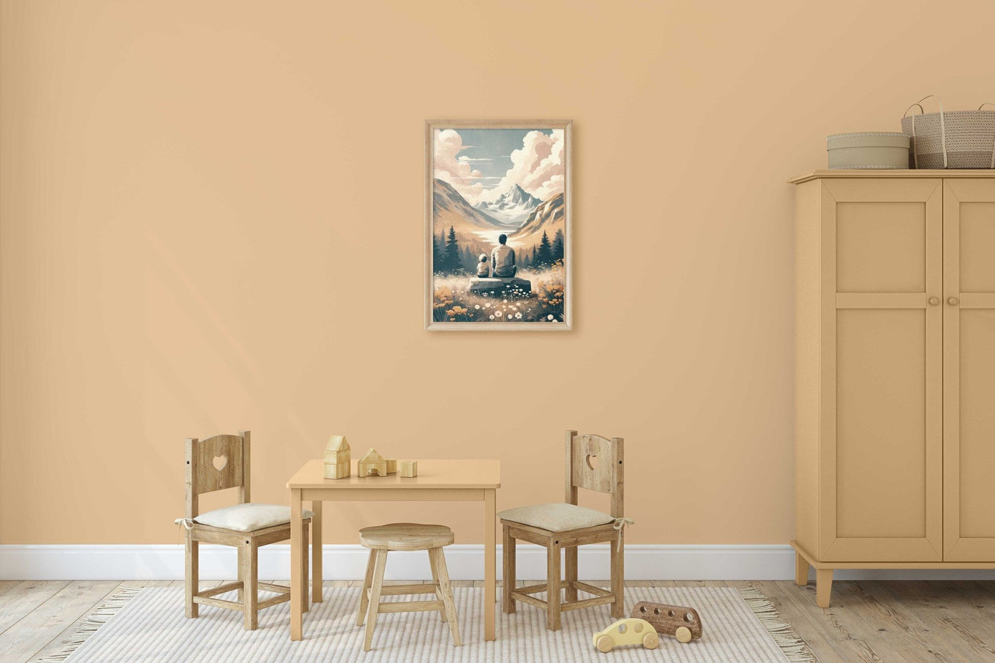 Father & Son Bond Painting, Family Love Wall Decor, Adventure Nursery Art - WildfieldPrints