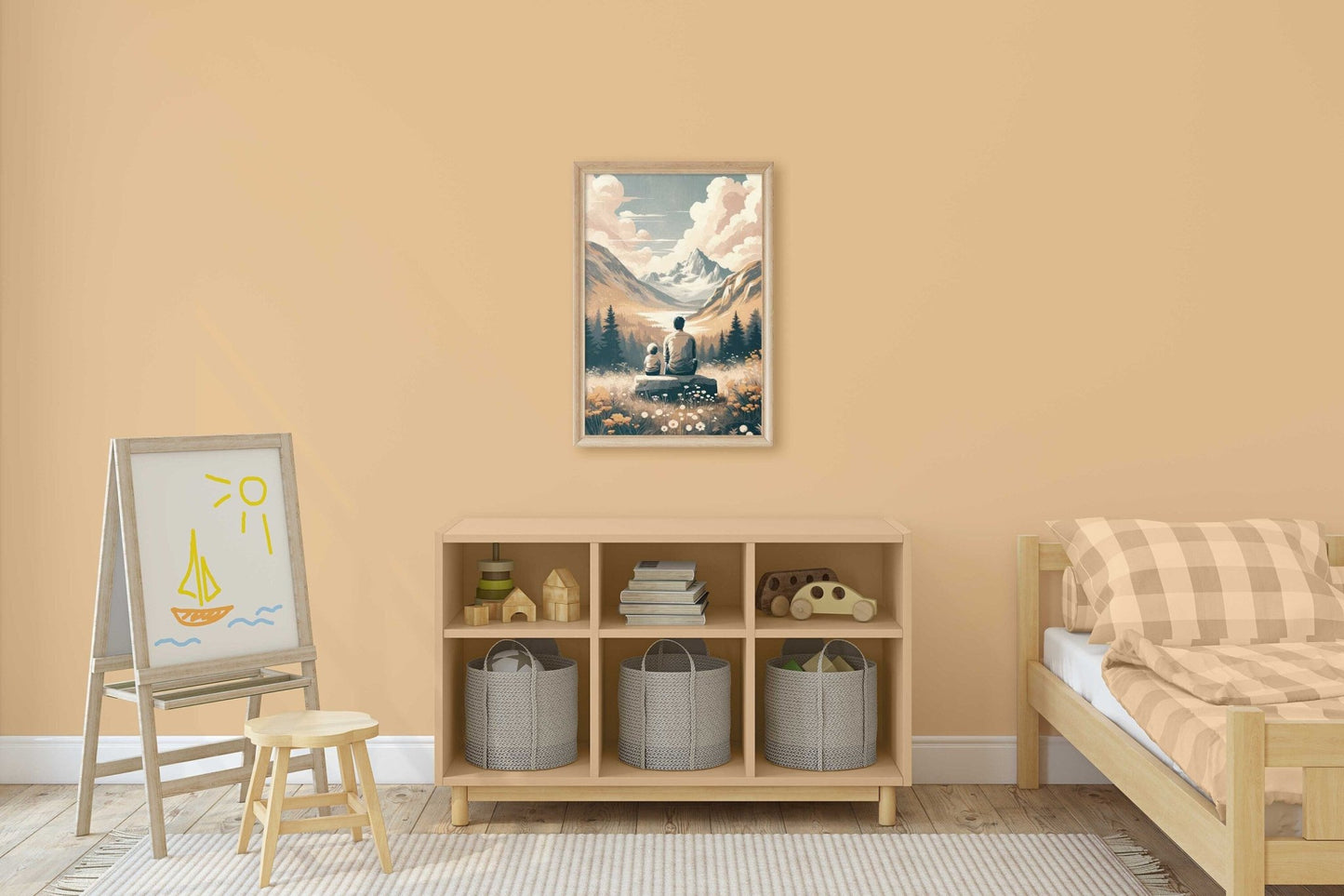Father & Son Bond Painting, Family Love Wall Decor, Adventure Nursery Art - WildfieldPrints