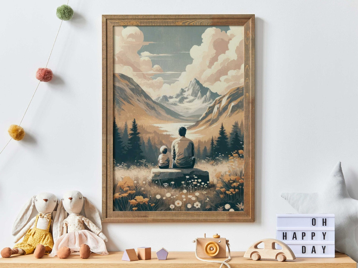 Father & Son Bond Painting, Family Love Wall Decor, Adventure Nursery Art - WildfieldPrints