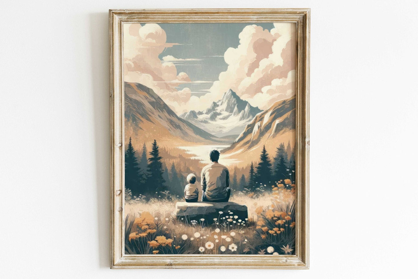 Father & Son Bond Painting, Family Love Wall Decor, Adventure Nursery Art - WildfieldPrints