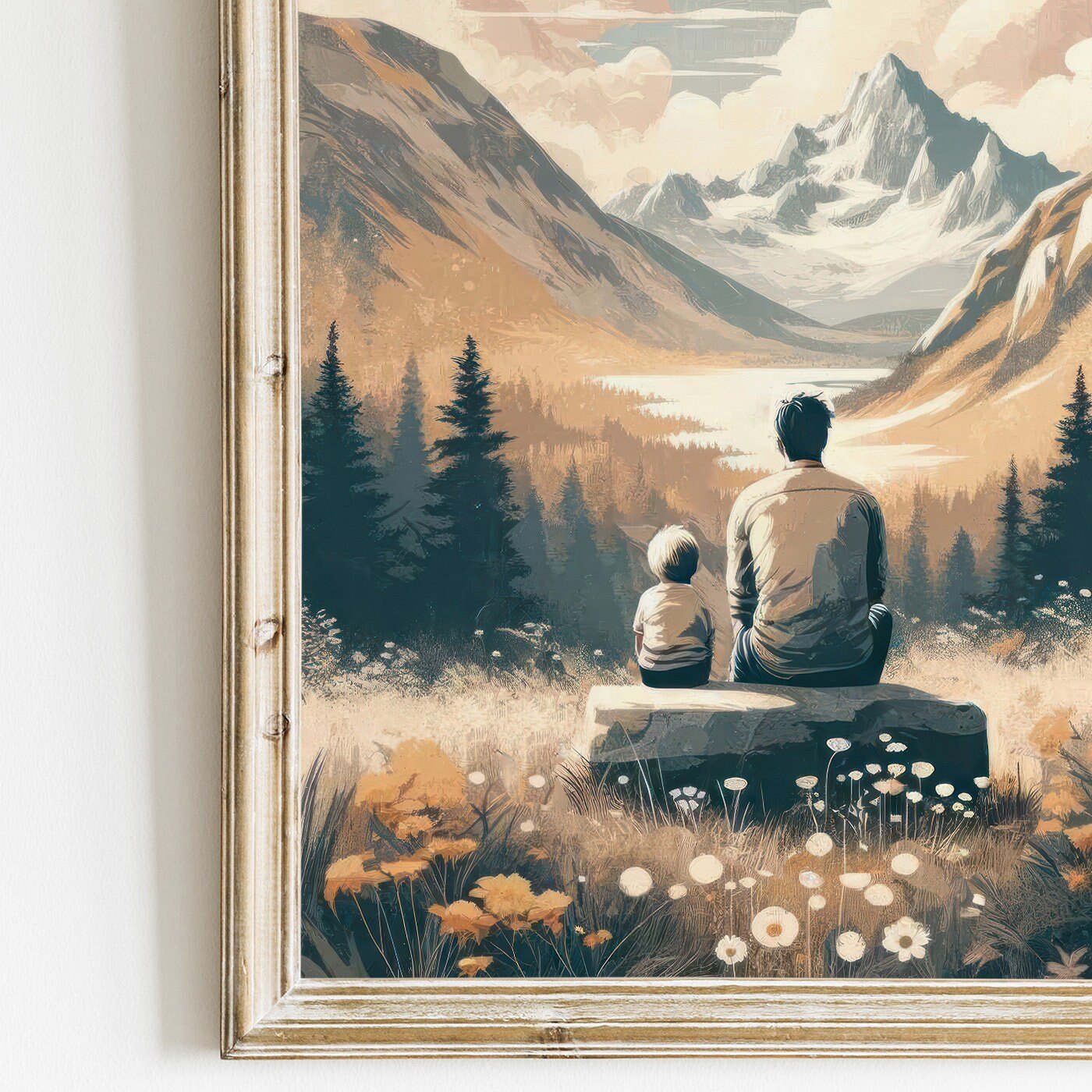 Father & Son Bond Painting, Family Love Wall Decor, Adventure Nursery Art - WildfieldPrints
