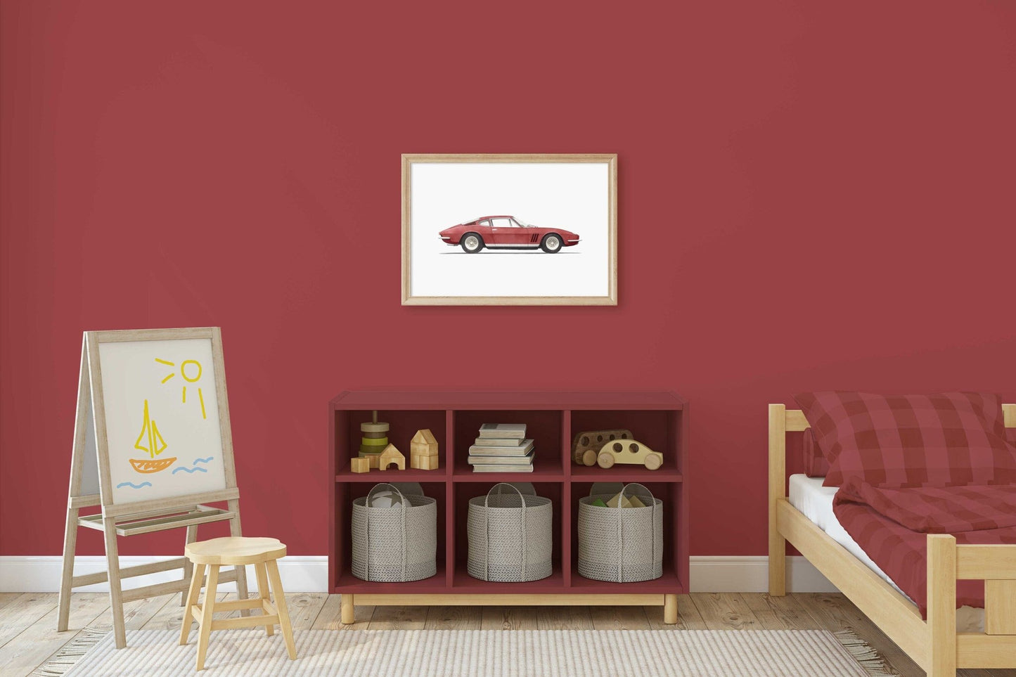 Ferrari Art, Vintage Car Print, Boys Room Vehicle Decor, Nursery Wall Art - WildfieldPrints