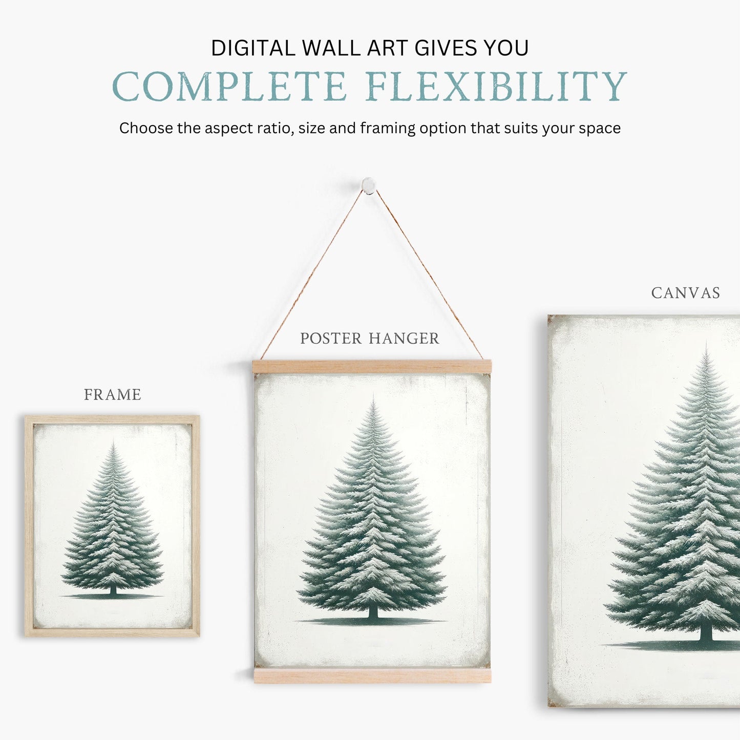 Fir Tree Art, Vintage Minimalist Nature Print, Rustic Home Decor - WildfieldPrints
