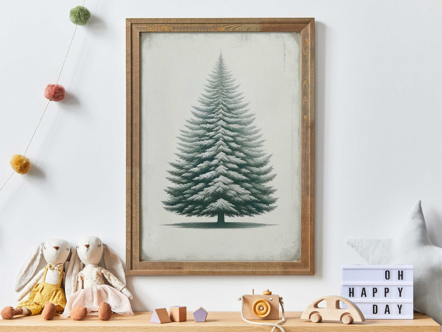 Fir Tree Art, Vintage Minimalist Nature Print, Rustic Home Decor - WildfieldPrints