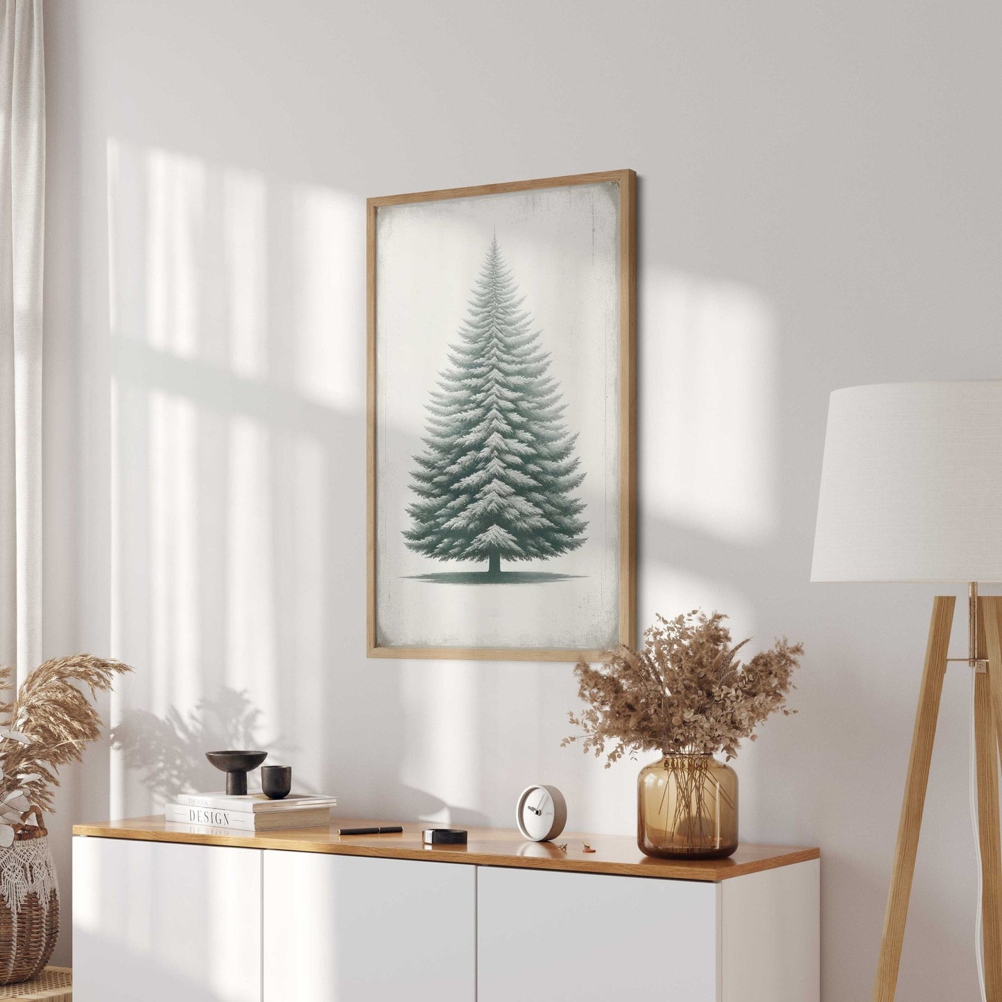 Fir Tree Art, Vintage Minimalist Nature Print, Rustic Home Decor - WildfieldPrints
