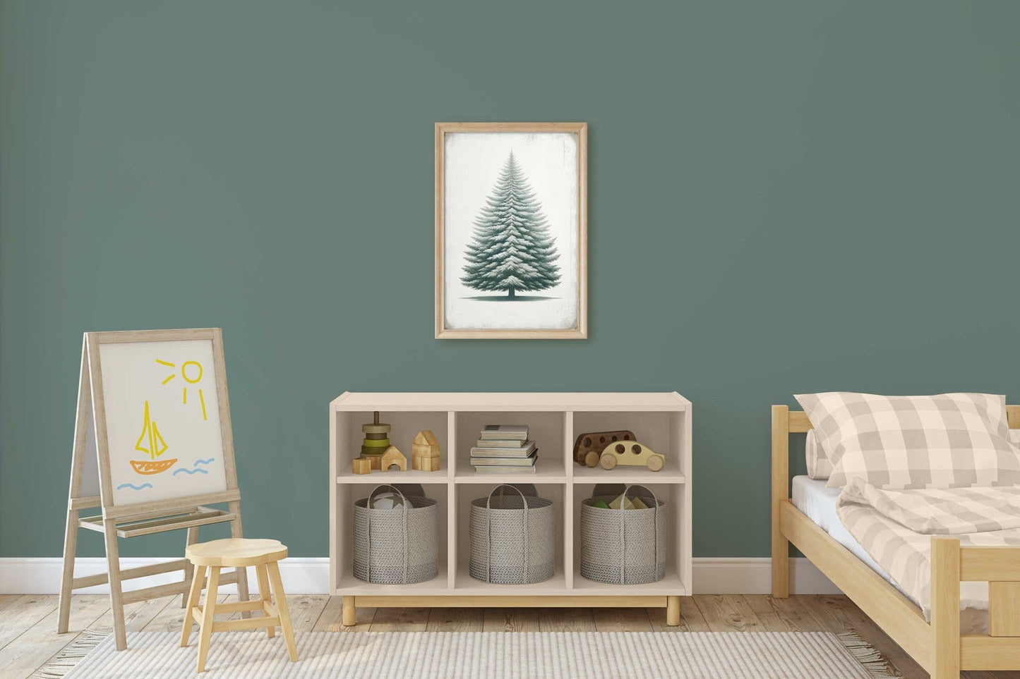 Fir Tree Art, Vintage Minimalist Nature Print, Rustic Home Decor - WildfieldPrints