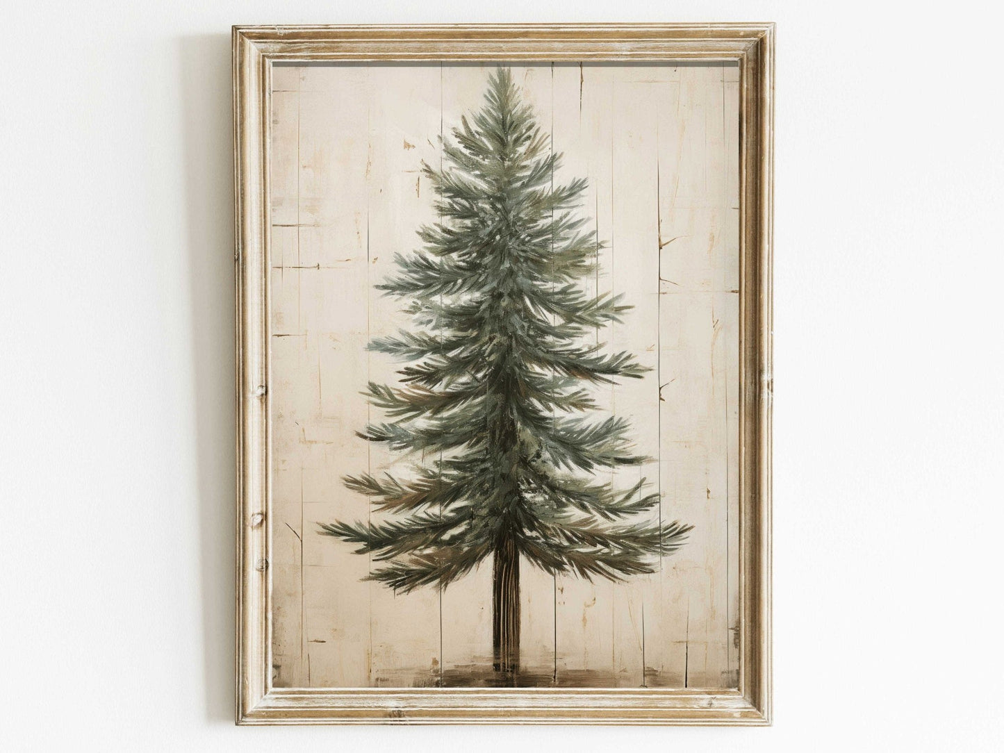 Fir Tree Art, Vintage Minimalist Wall Decor, Rustic Nature Print - WildfieldPrints
