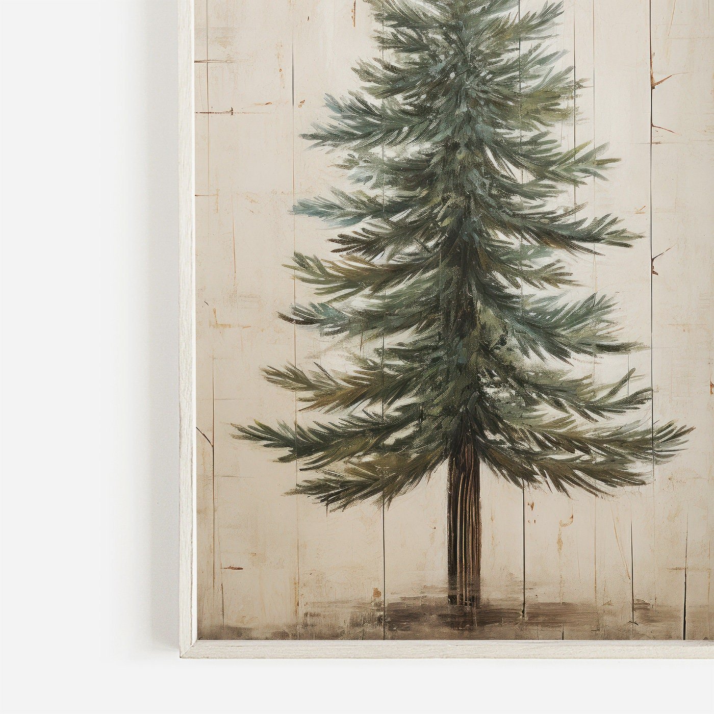 Fir Tree Art, Vintage Minimalist Wall Decor, Rustic Nature Print - WildfieldPrints