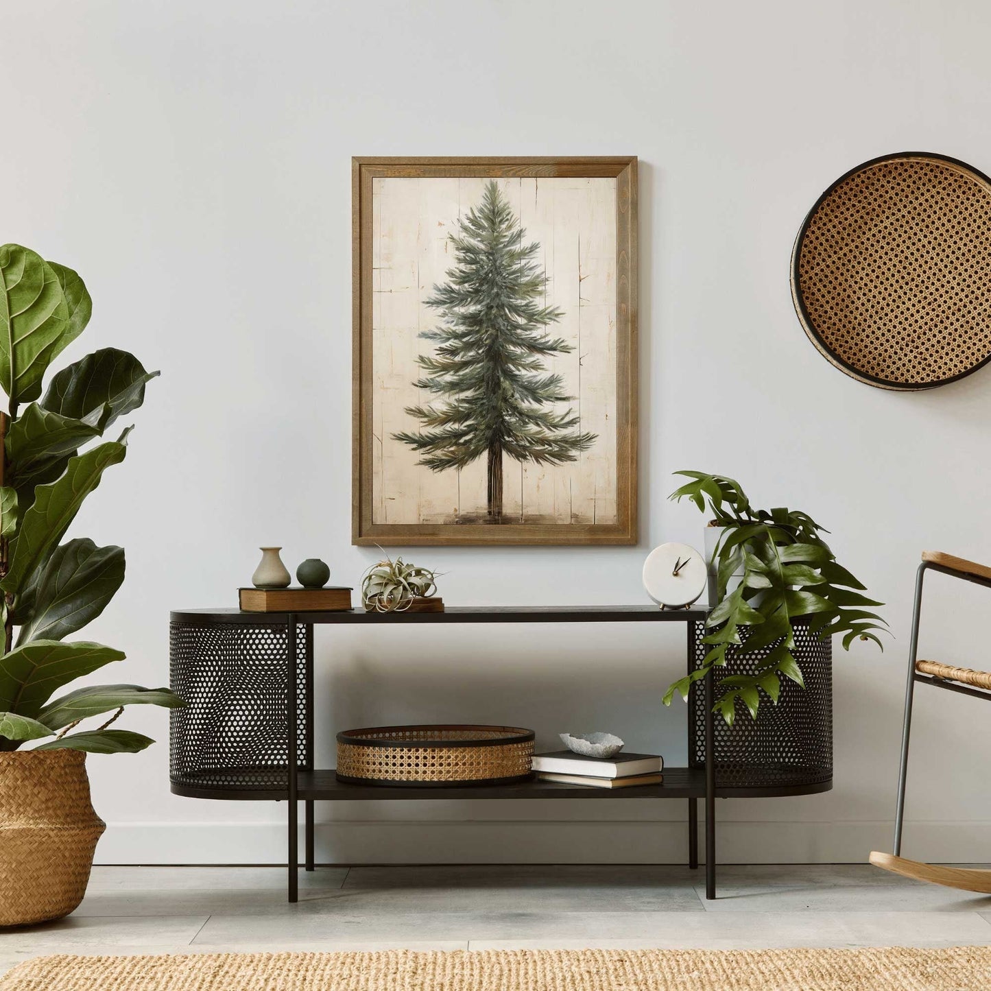Fir Tree Art, Vintage Minimalist Wall Decor, Rustic Nature Print - WildfieldPrints