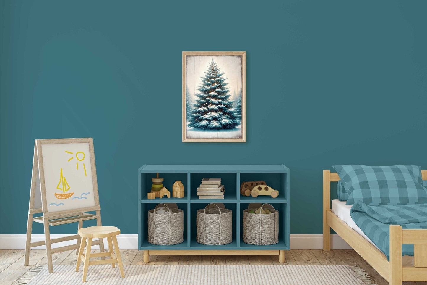Fir Tree Wall Art, Vintage Christmas Decor, Rustic Tree Print - WildfieldPrints