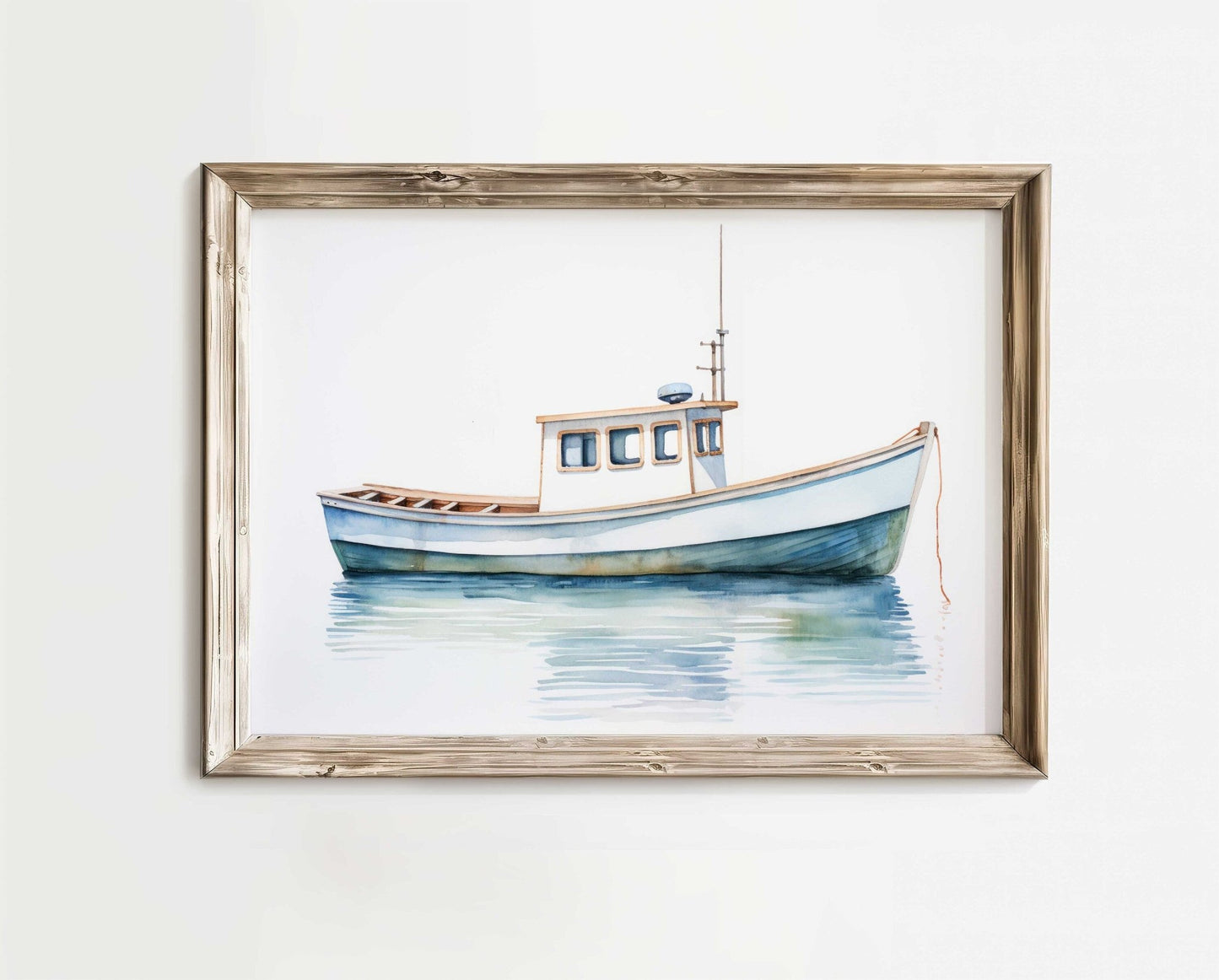 Fishing Boat Art Print, Nautical Nursery Decor, Watercolor Sailboat - WildfieldPrints