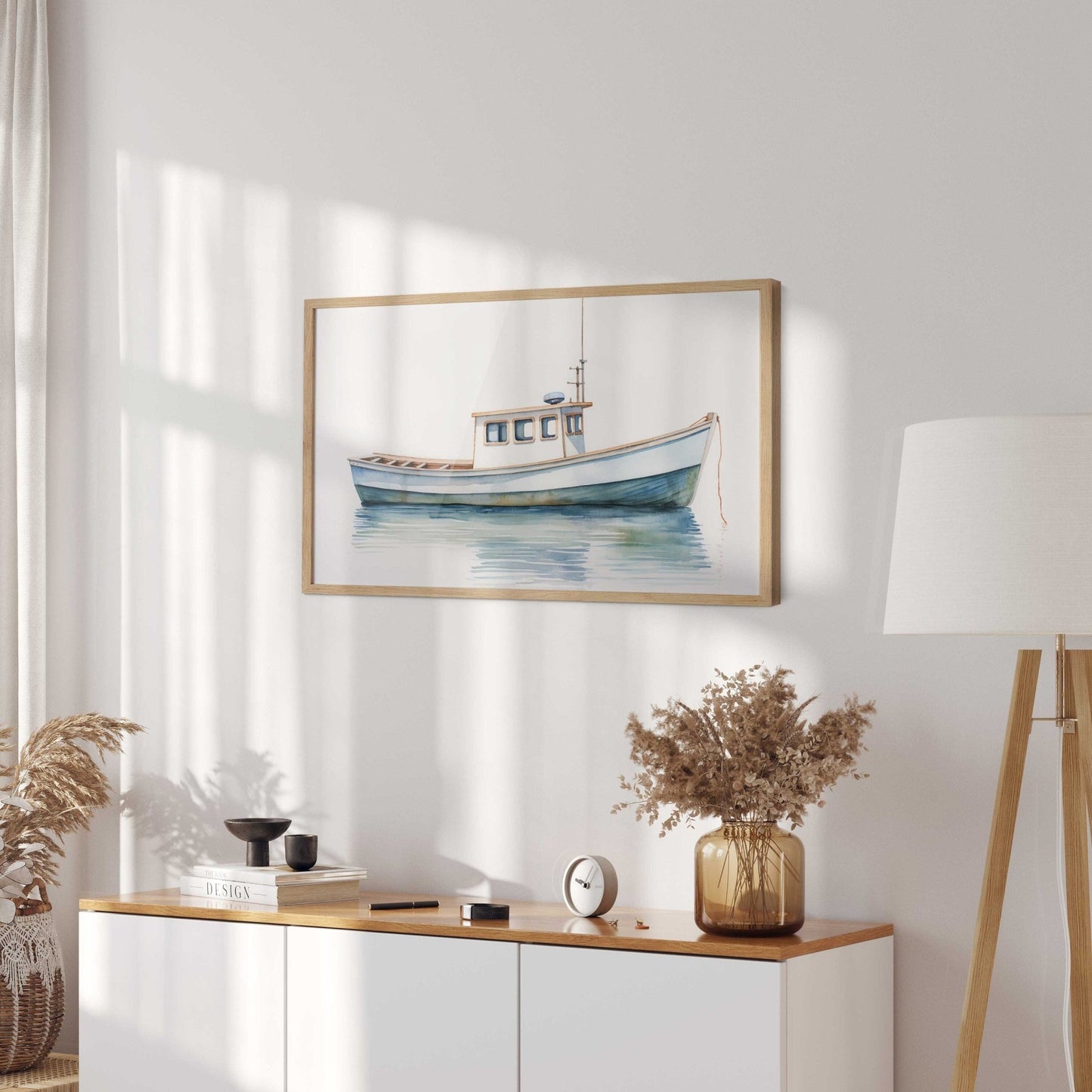 Fishing Boat Art Print, Nautical Nursery Decor, Watercolor Sailboat - WildfieldPrints