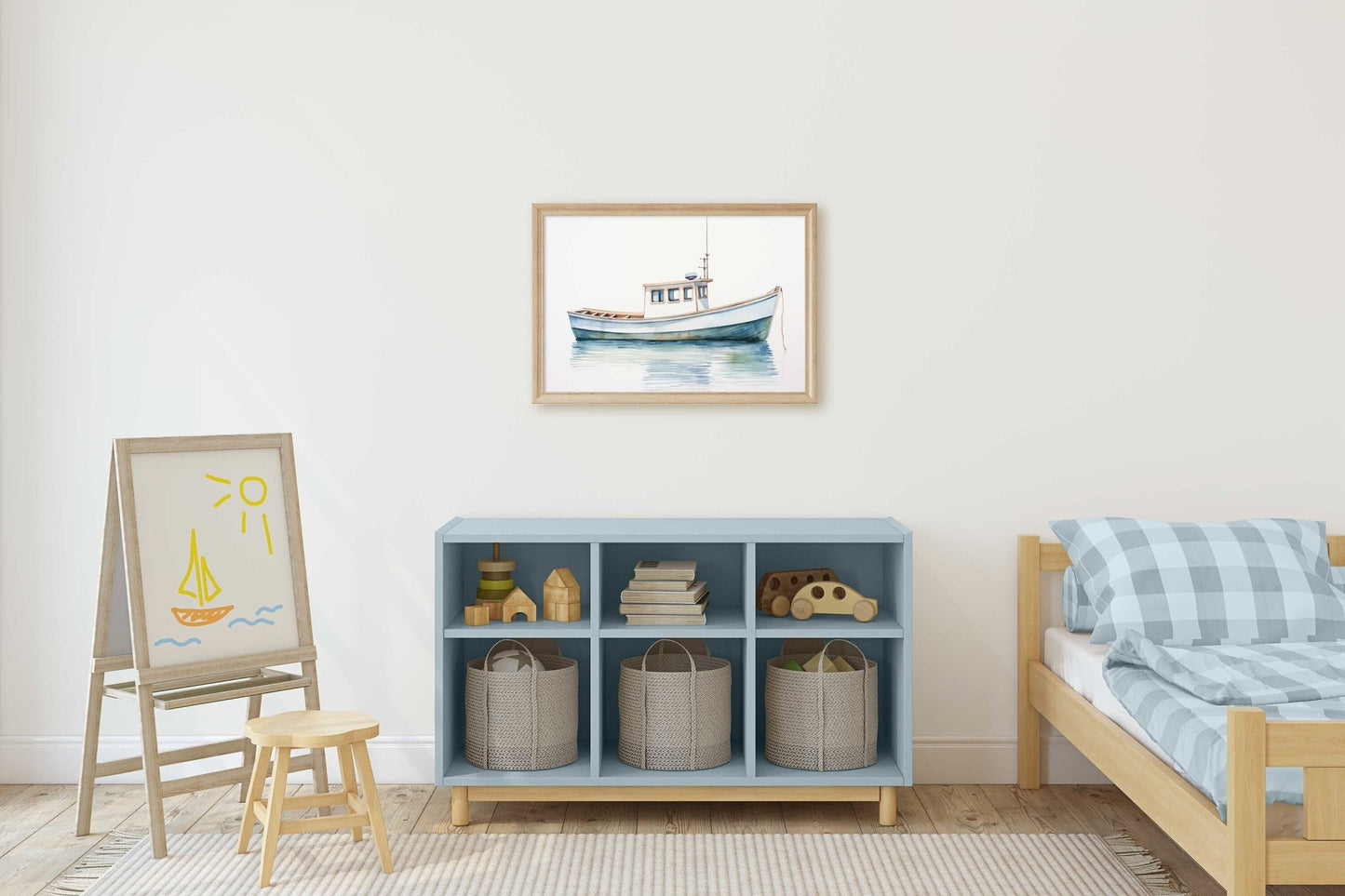 Fishing Boat Art Print, Nautical Nursery Decor, Watercolor Sailboat - WildfieldPrints