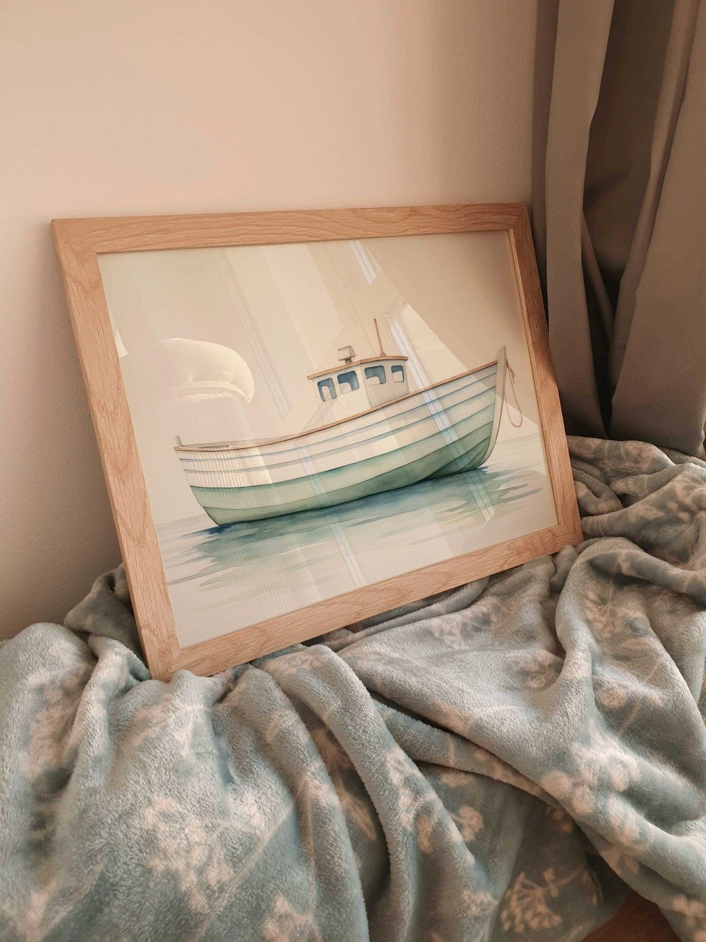 Fishing Boat Art Print, Nautical Nursery Decor, Watercolor Wall Art - WildfieldPrints
