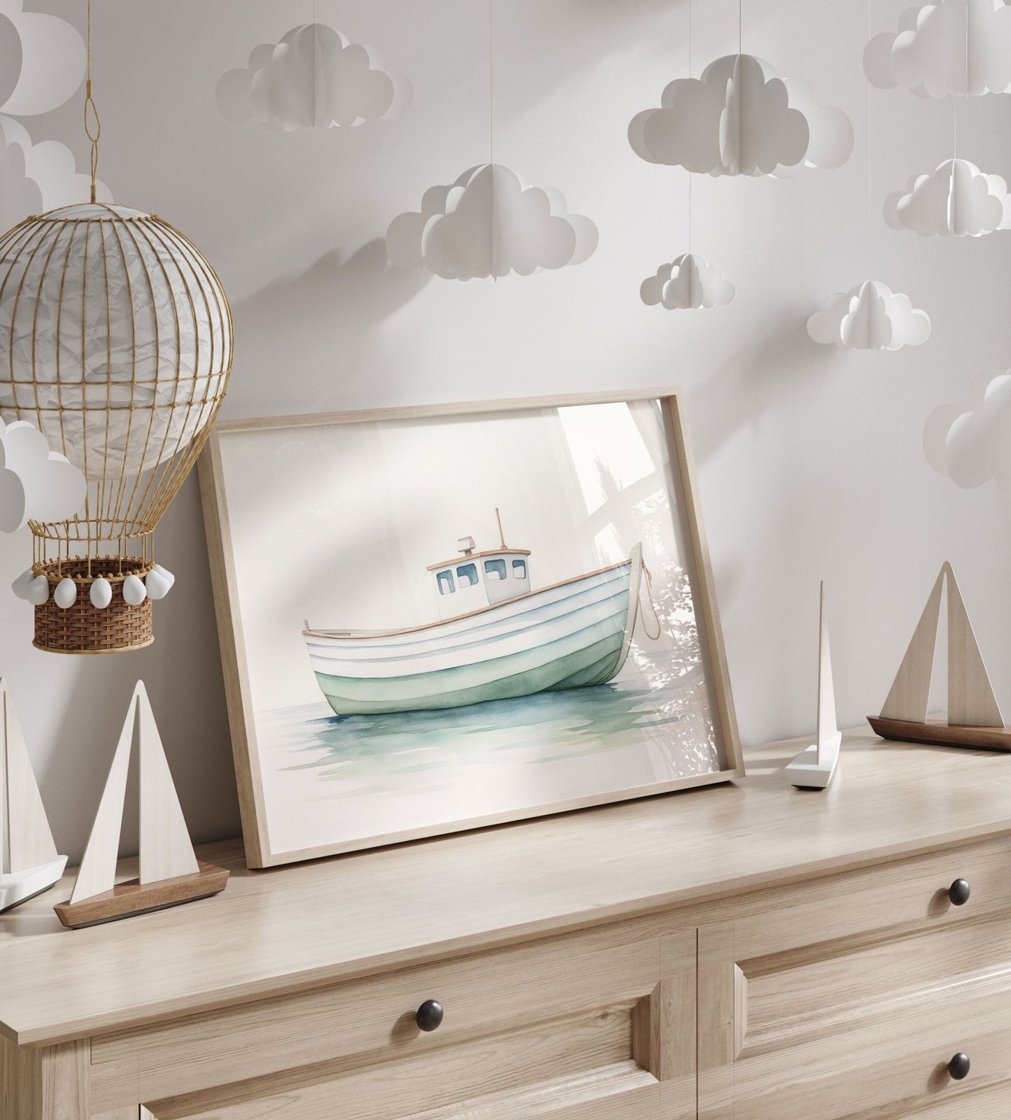 Fishing Boat Art Print, Nautical Nursery Decor, Watercolor Wall Art - WildfieldPrints