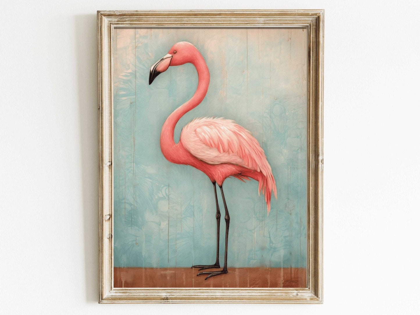 Flamingo Art Print, Vintage Wall Decor, Rustic Home Accent - WildfieldPrints