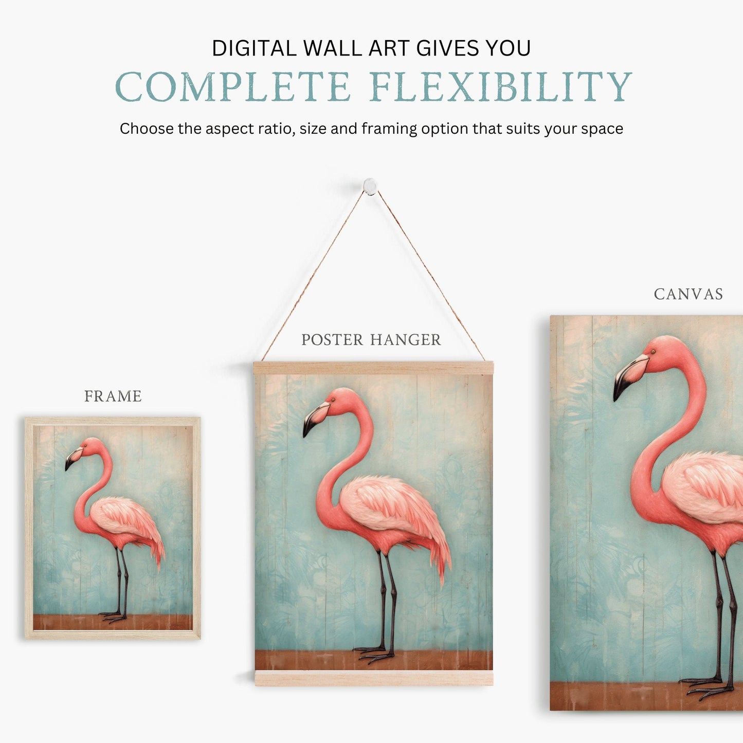 Flamingo Art Print, Vintage Wall Decor, Rustic Home Accent - WildfieldPrints