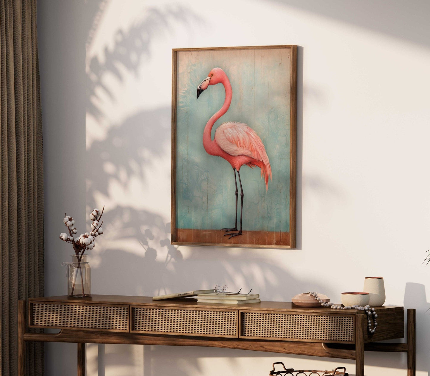 Flamingo Art Print, Vintage Wall Decor, Rustic Home Accent - WildfieldPrints
