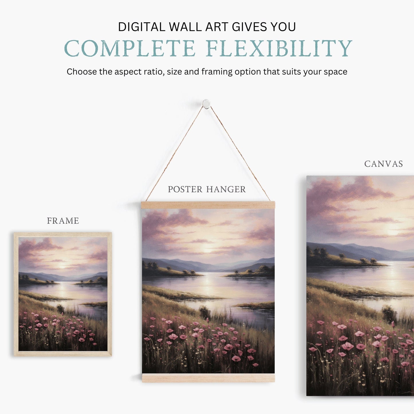 Floral & Mountain Majesty Art, Nature Lovers Wall Decor, Versatile Sizes - WildfieldPrints