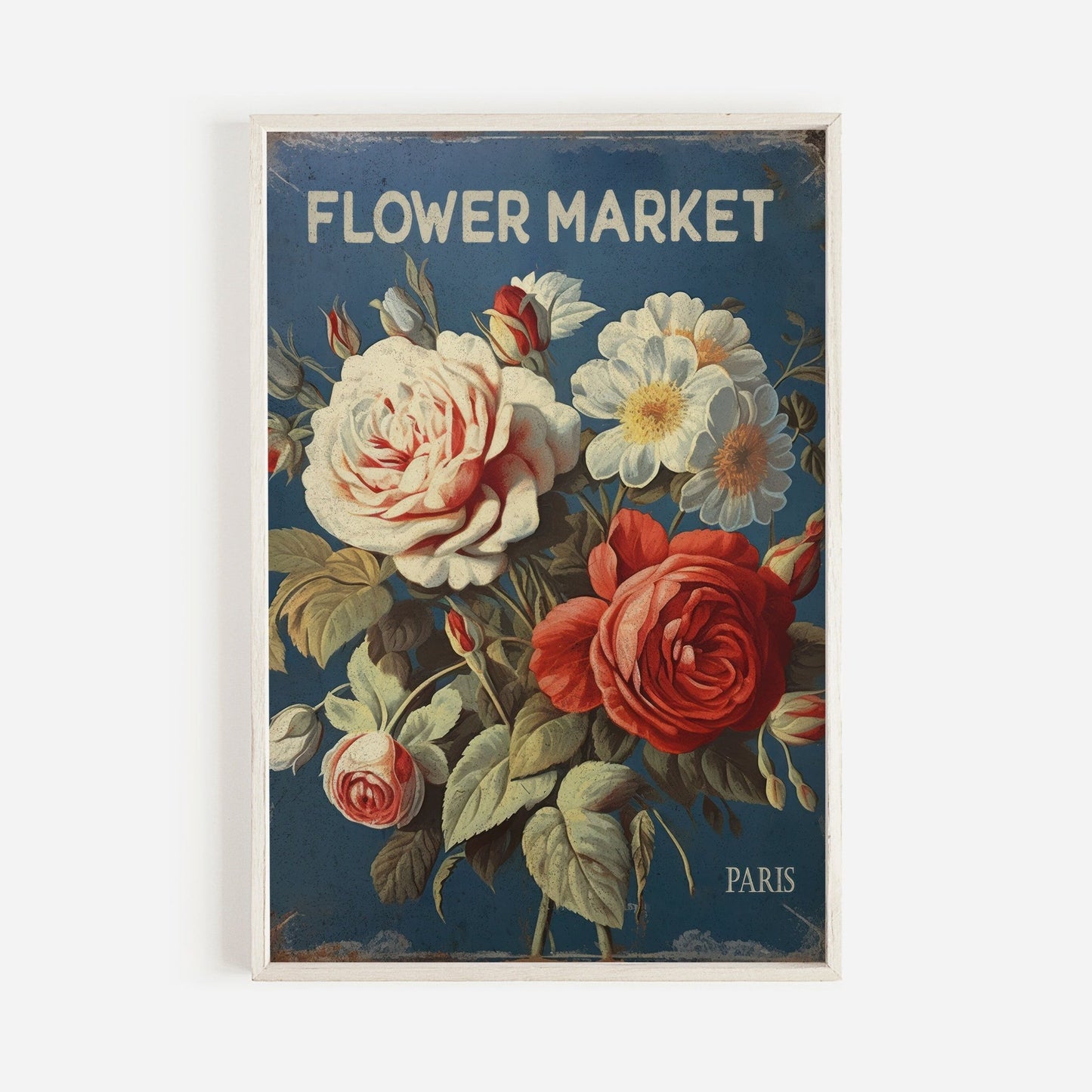 Flower Market Paris Print, Rustic French Country Decor, Floral Artwork - WildfieldPrints