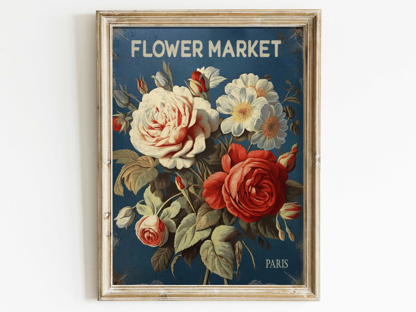 Flower Market Paris Print, Rustic French Country Decor, Floral Artwork - WildfieldPrints