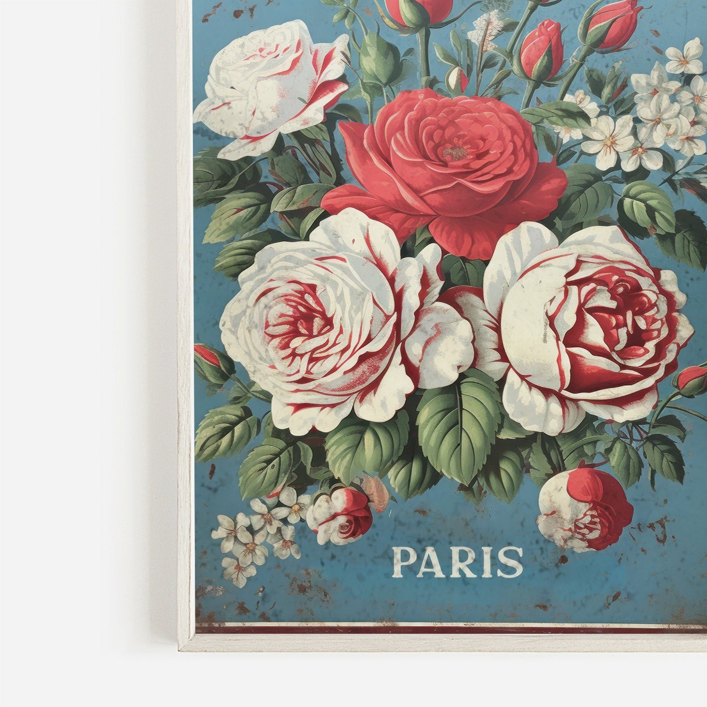Flower Market Paris Print, Vintage French Decor, Rustic Floral Art - WildfieldPrints