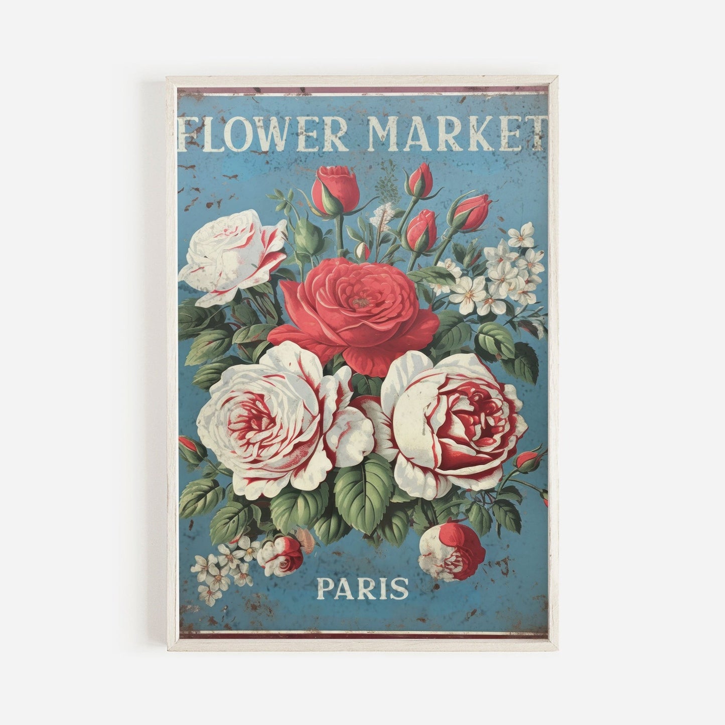 Flower Market Paris Print, Vintage French Decor, Rustic Floral Art - WildfieldPrints