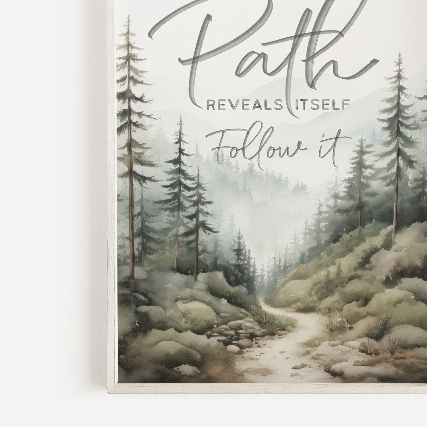 Follow Your Path Inspirational Quote Wall Art, Nature Decor, Motivational Design - WildfieldPrints