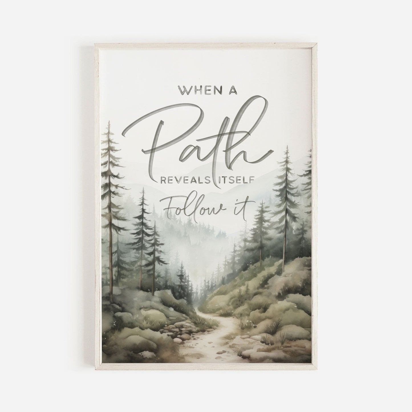 Follow Your Path Inspirational Quote Wall Art, Nature Decor, Motivational Design - WildfieldPrints
