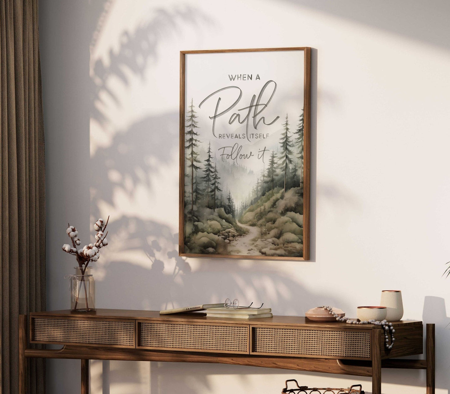 Follow Your Path Inspirational Quote Wall Art, Nature Decor, Motivational Design - WildfieldPrints