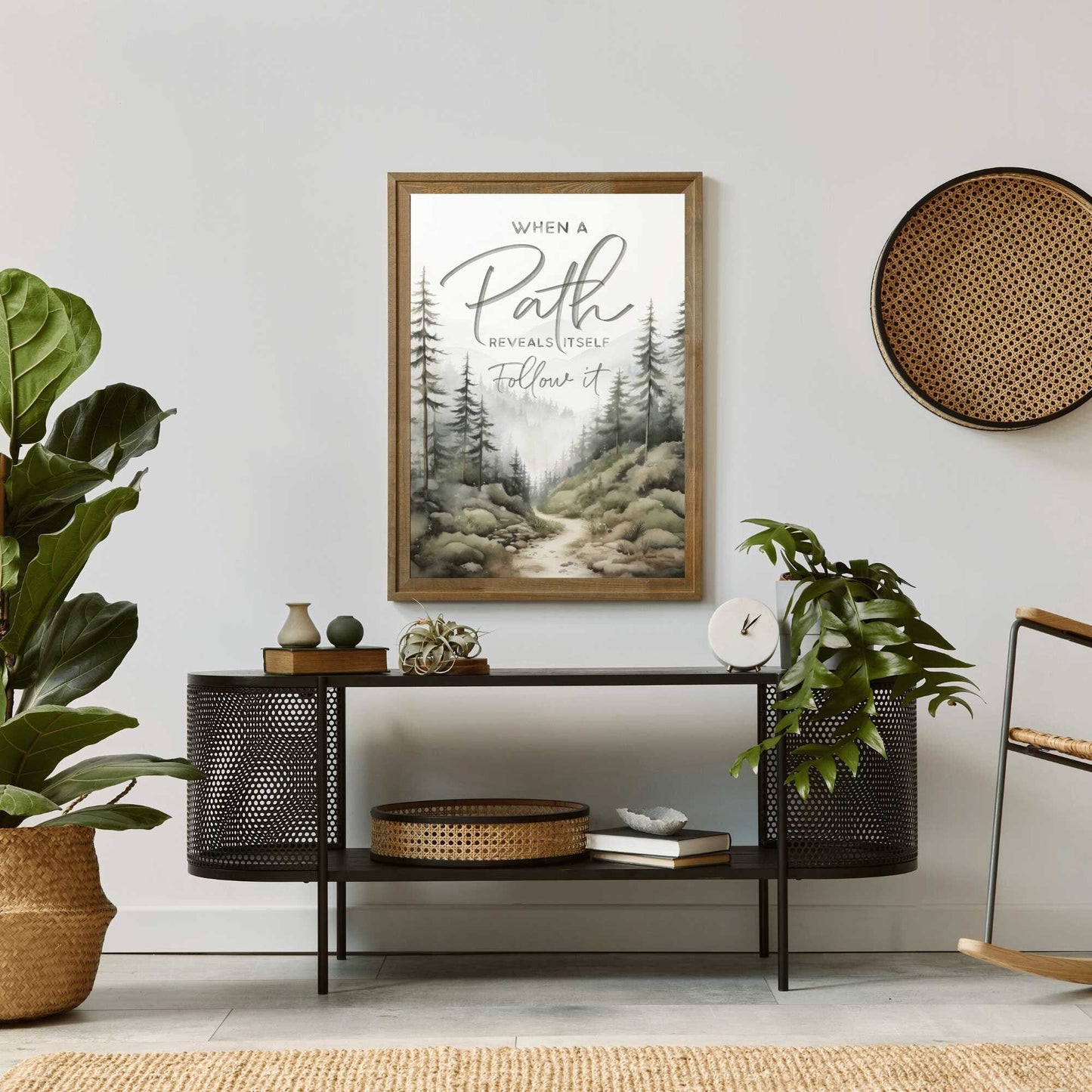 Follow Your Path Inspirational Quote Wall Art, Nature Decor, Motivational Design - WildfieldPrints